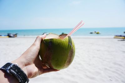 Cropped image of man on beach