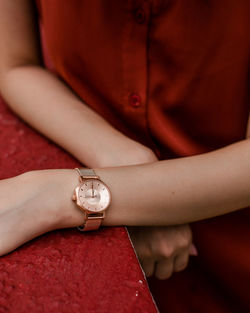 Close-up of a woman with hands