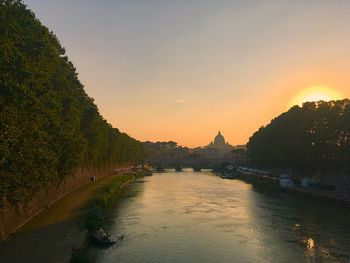 Scenic view of river during sunset