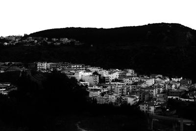 High angle shot of townscape against sky