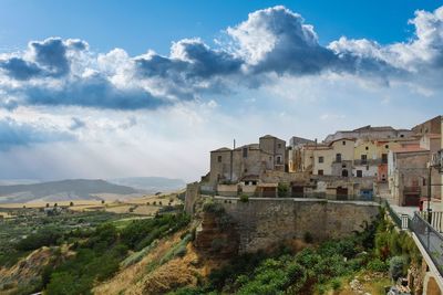 Panoramic view of the countryside form village of irsina in basilicata, region of southern italy.