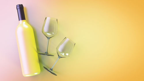 High angle view of empty bottles on table