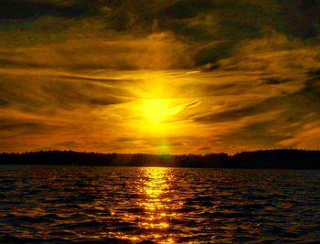 View of calm sea at sunset