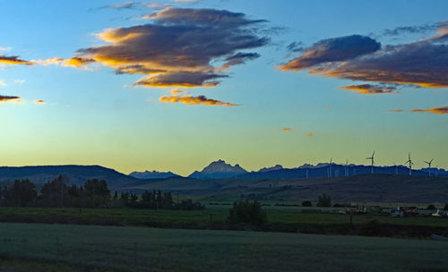 Scenic view of field against sky during sunset