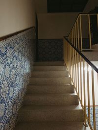 High angle view of staircase in building