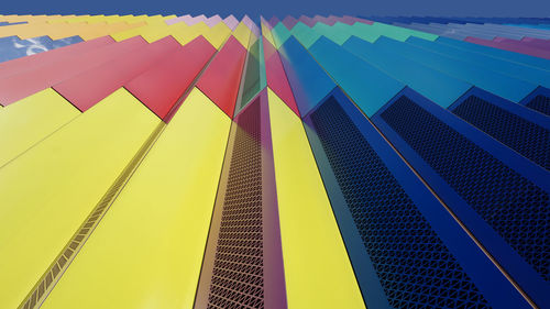 Low angle view of colorful modern building