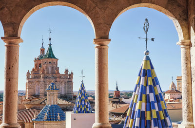 View of the cathedral of teruel through the arches, aragon. spain