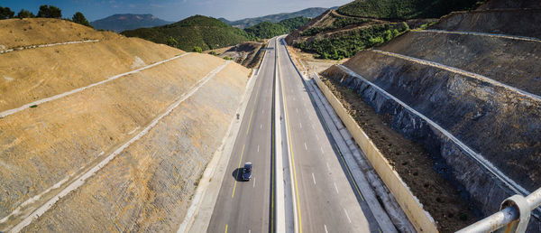 High angle view of highway in city