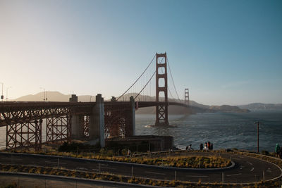 Suspension bridge against clear sky