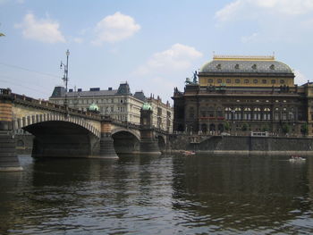 Arch bridge over river