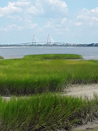 Scenic view of bridge over land against sky