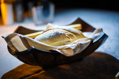 Close-up of breakfast on table