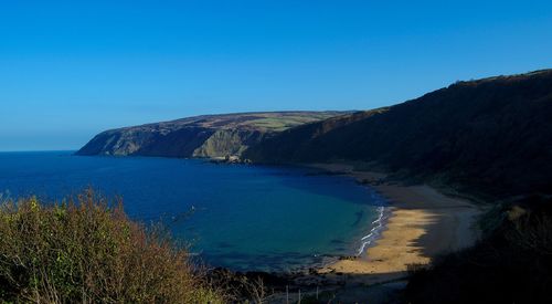 Scenic view of sea against clear sky