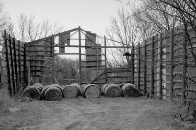 Bicycles against built structure