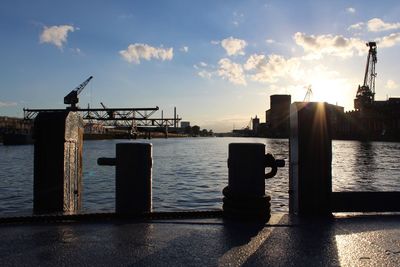 Harbor in the evenening sky