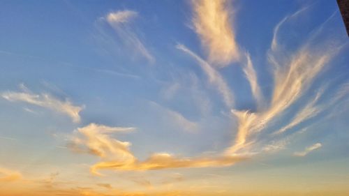 Low angle view of sky at sunset