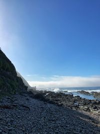 Scenic view of sea against blue sky