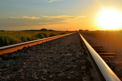 Sunset over railroad track