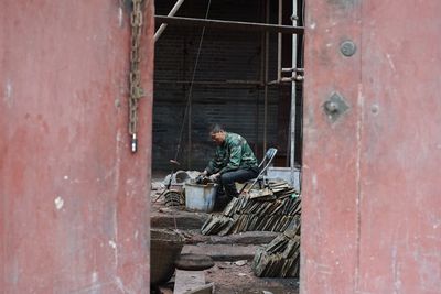 Man working at construction site