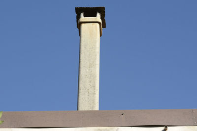 Low angle view of built structure against clear blue sky