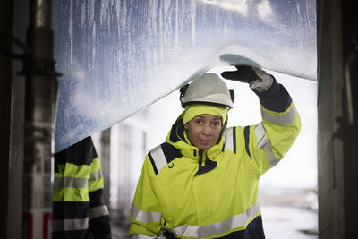 Portrait of female engineer at construction site