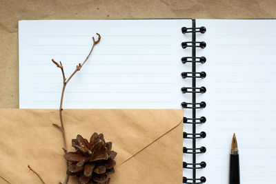 Directly above shot of book on table