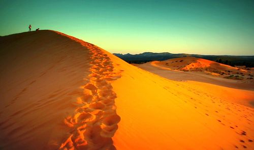 View of desert at sunset