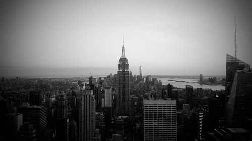 City skyline at dusk