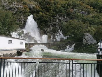 Scenic view of waterfall