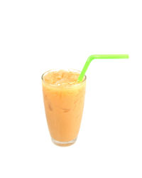 Close-up of drink against white background