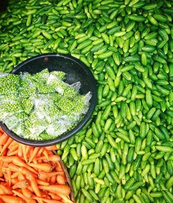 High angle view of vegetables in bowl