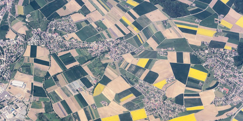 High angle view of buildings in city