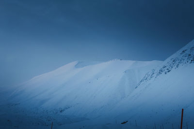 Low angle view of snow covered landscape