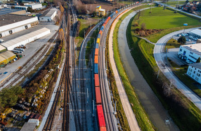 High angle view of traffic on road