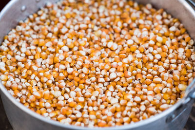 High angle view of eggs in bowl