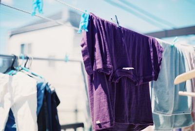 Clothes drying on rack at store