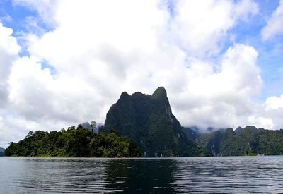 View of landscape against cloudy sky