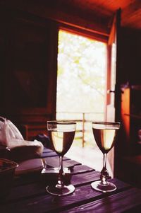 Close-up of wine glass on table