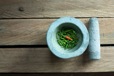 Directly above shot of salad in bowl on table