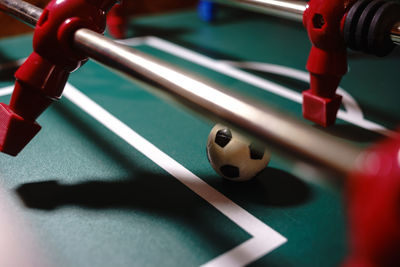 High angle view of foosball