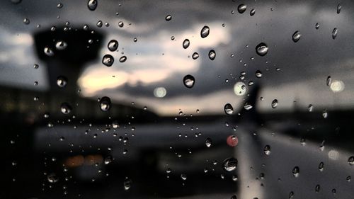 Close-up of waterdrops on glass window