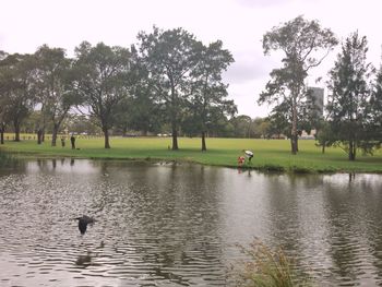 Scenic view of lake against sky