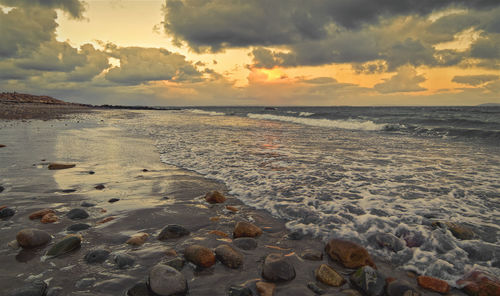 Scenic view of sea during sunset