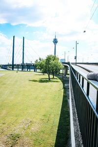 View of bridge against cloudy sky