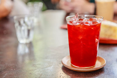 Close-up of drink in glass on table