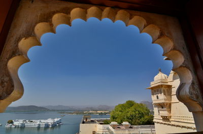 Scenic view of lake pichola seen from historic building