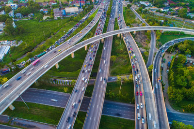 High angle view of elevated road in city