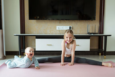 Portrait of happy girl and woman