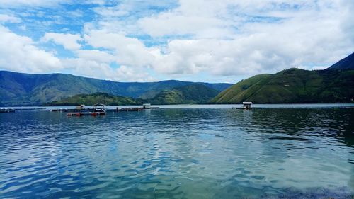 Scenic view of lake against sky