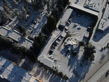 Overhead view over snowed in andy's motel